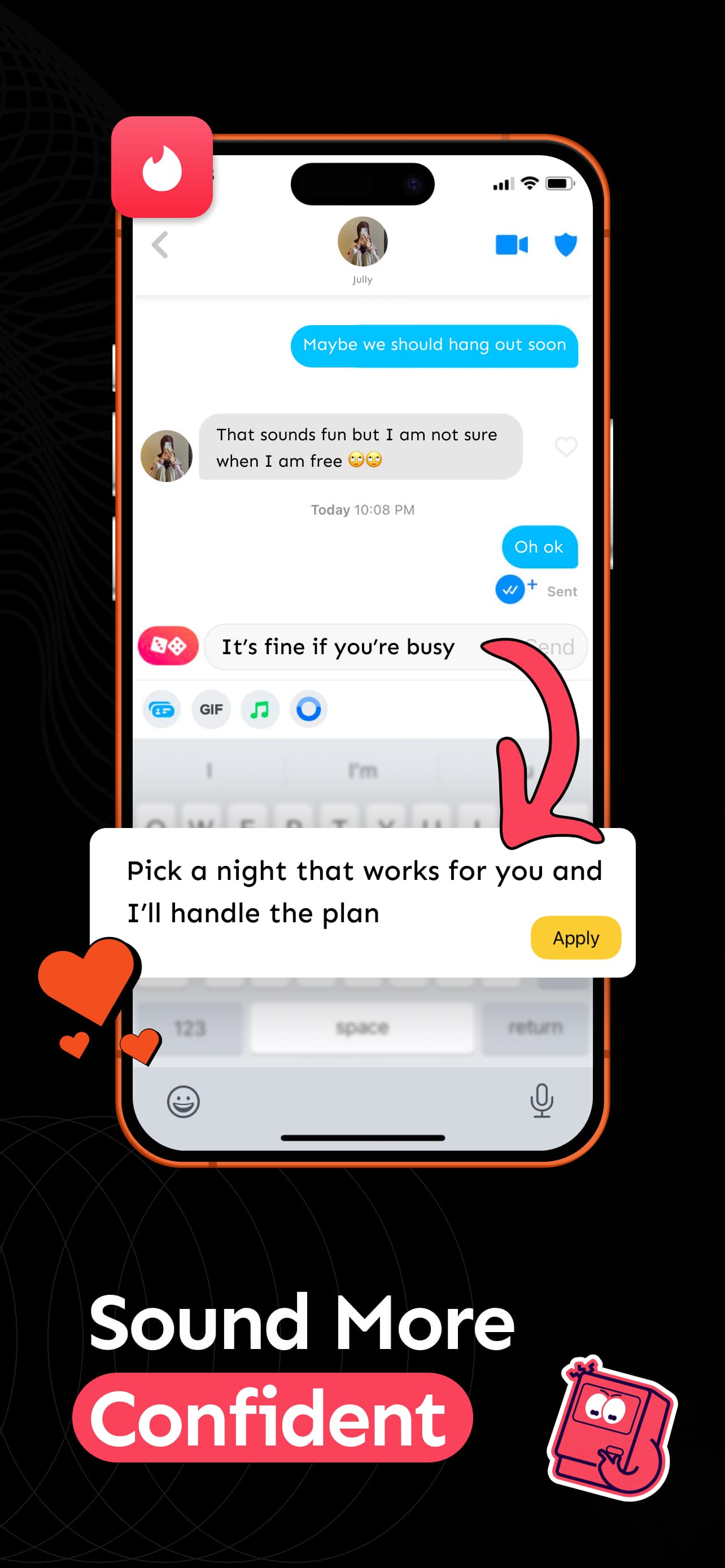 Keyboard Copilot screenshot showing writing assistance on iPhone