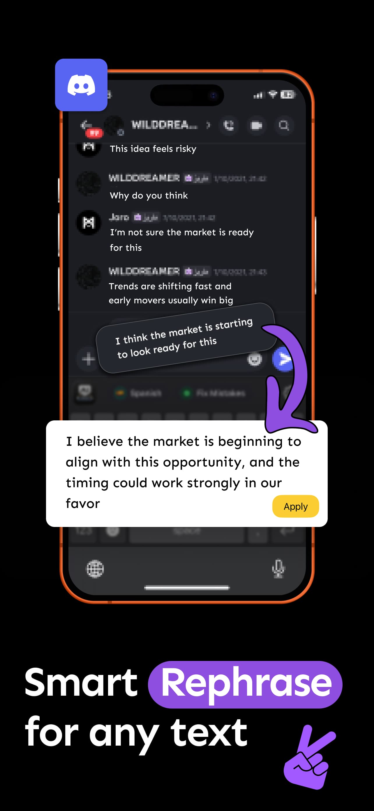Keyboard Copilot screenshot showing text translation inside the keyboard